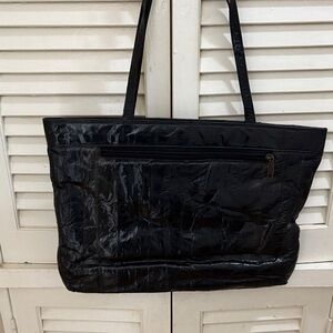 Classic Black Tote with Front Zip Pocket